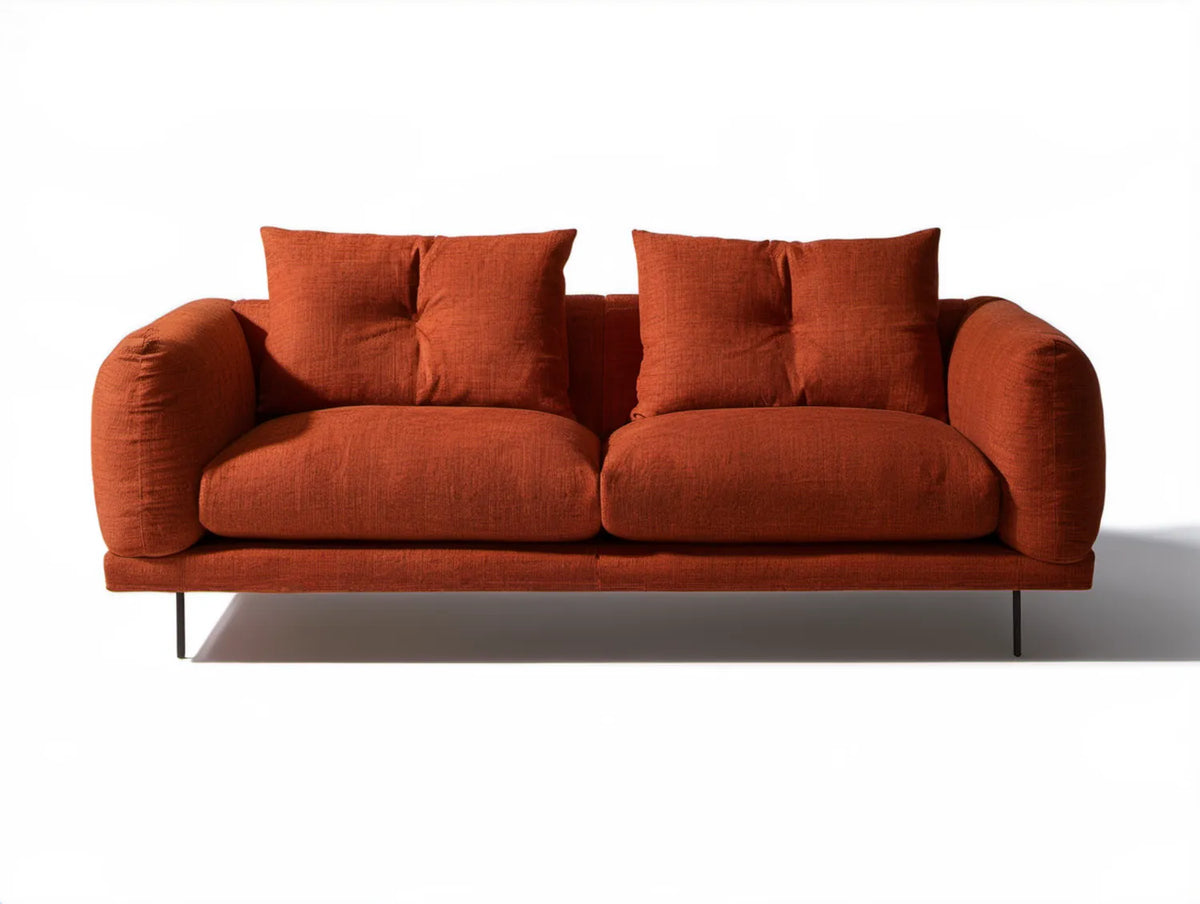 Sofa 3-osobowa ceglastoczerwona z poliestru 220 x 95 x 80 cm