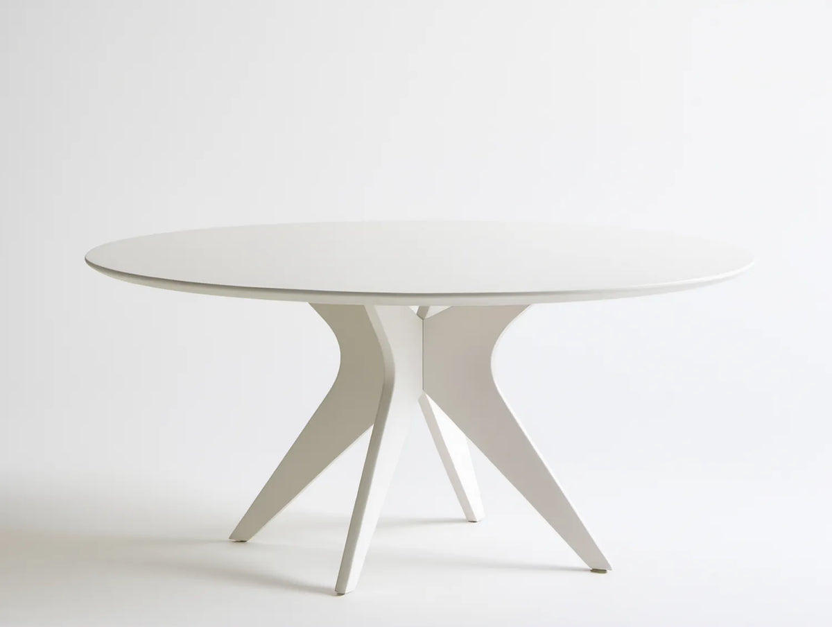 Biały owalny stół do jadalni z MDF i stali, 200 x 100 x 75 cm