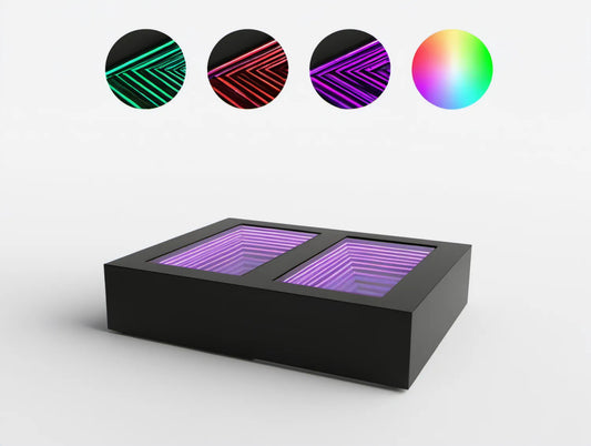 Czarny stolik kawowy LED RGB z MDF i szkła hartowanego 100 x 60 x 35 cm