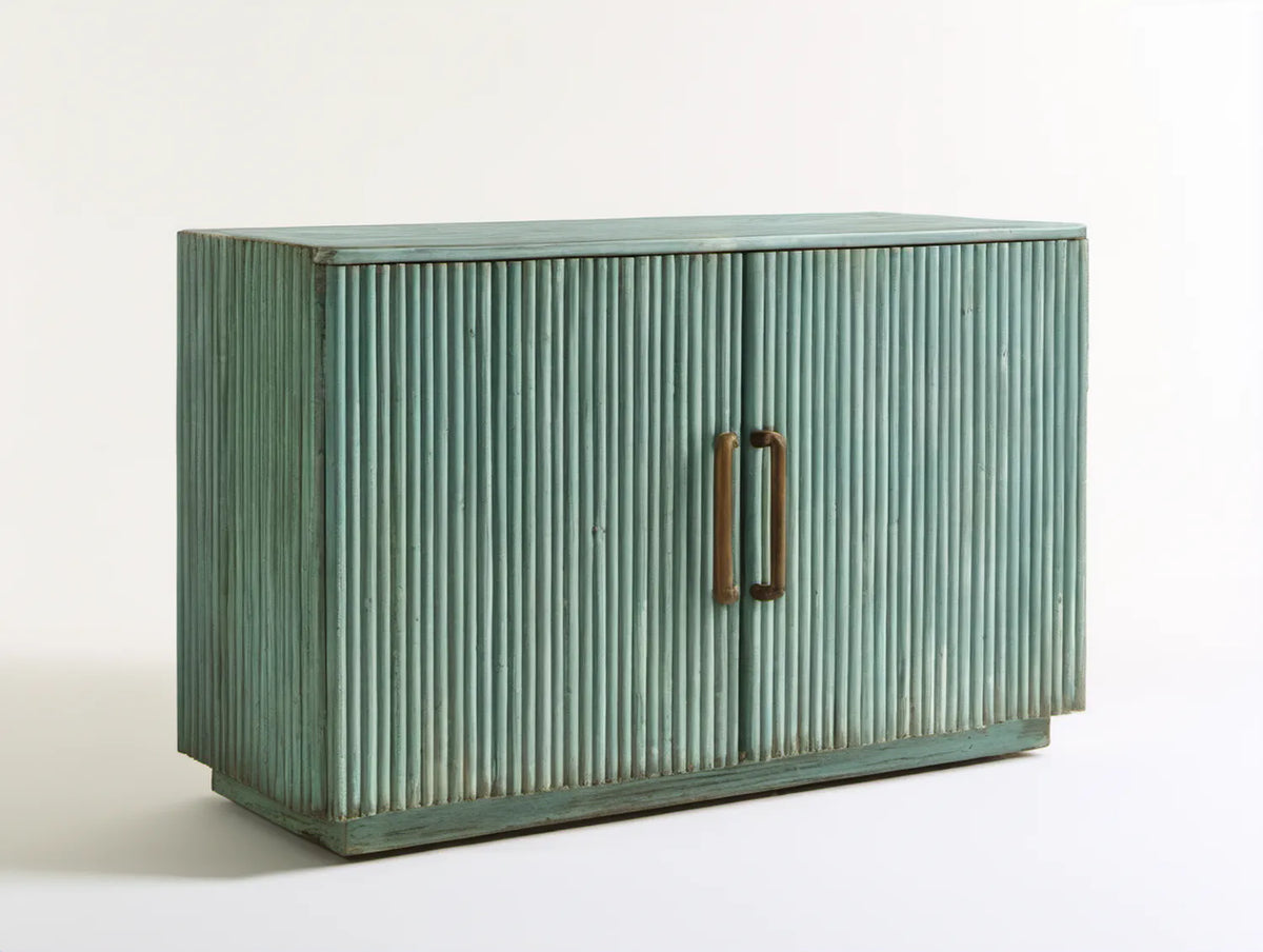 Zielono-brązowy kredens bambusowy z 2 drzwiami, 100 x 45 x 75 cm