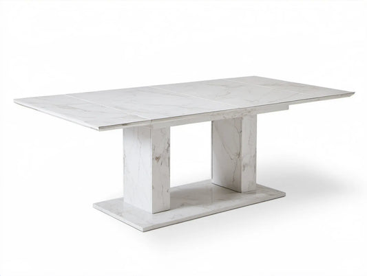 Rozkładany stół do jadalni 160–200 x 90 x 76 cm biały marmur