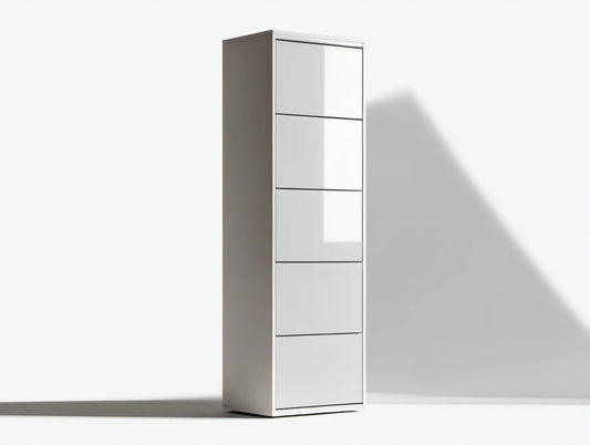 Biała lakierowana szafka na buty z płyty MDF, 180 x 60 x 24 cm