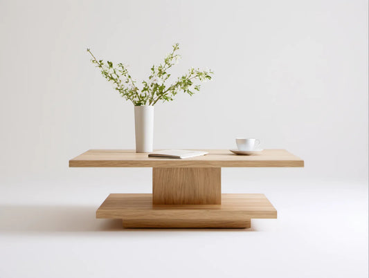 Prostokątny stolik kawowy z MDF w kolorze jasnego dębu, 120 × 60 × 45 cm