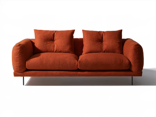 Sofa 3-osobowa ceglastoczerwona z poliestru 220 x 95 x 80 cm