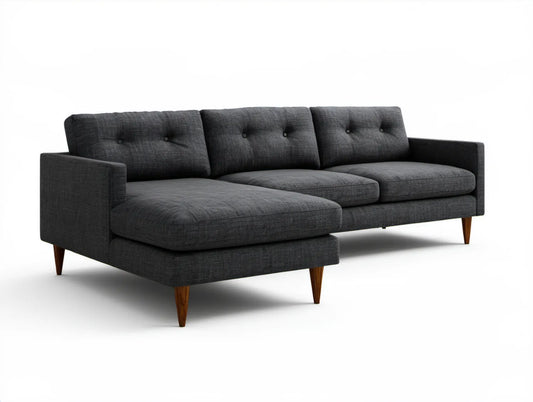 Lewostronna sofa narożna w kształcie L, grafitowa, 260 x 160 x 85 cm