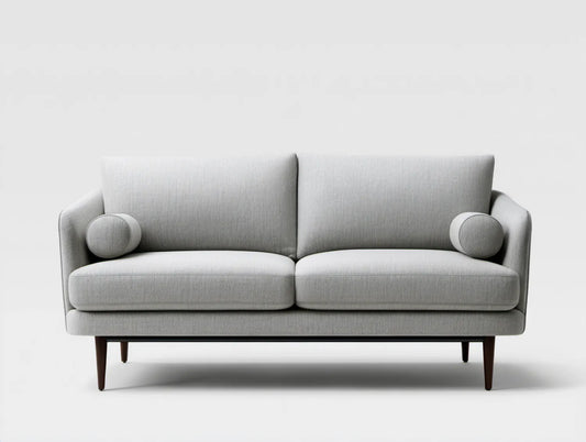 Dwuosobowa sofa z tapicerką poliestrową, szara, 160 x 88 x 85 cm