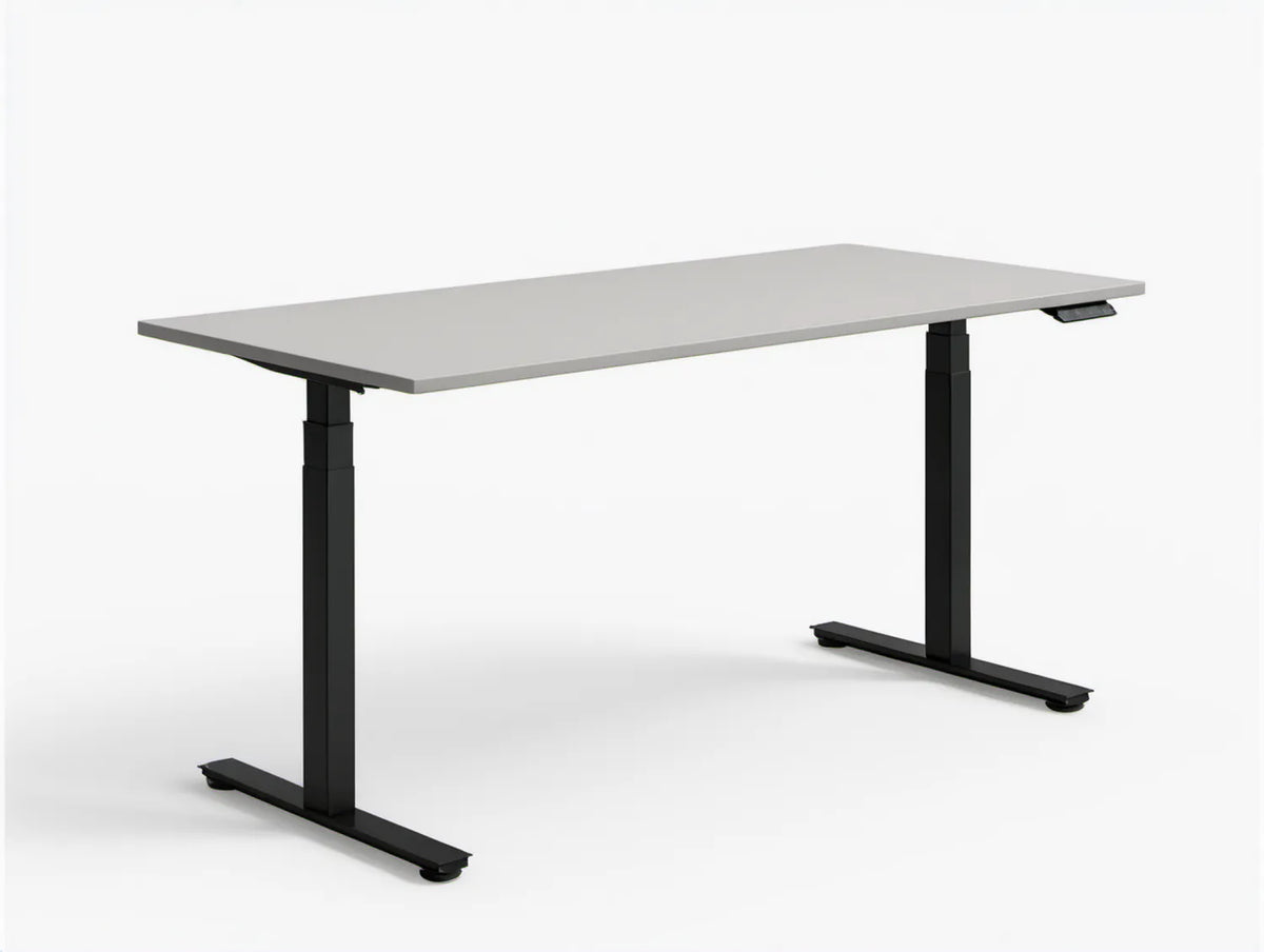 Elektrycznie regulowany stół 160 x 80 cm, wysokość 72–120 cm, jasnoszary/czarny