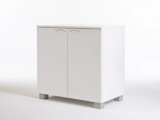 Biała dwudrzwiowa szafka na buty z płyty laminowanej, 60 × 35 × 75 cm