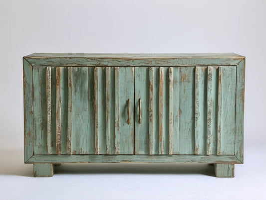 Miętowy kredens dwudrzwiowy z litego drewna mango 120 x 40 x 80 cm